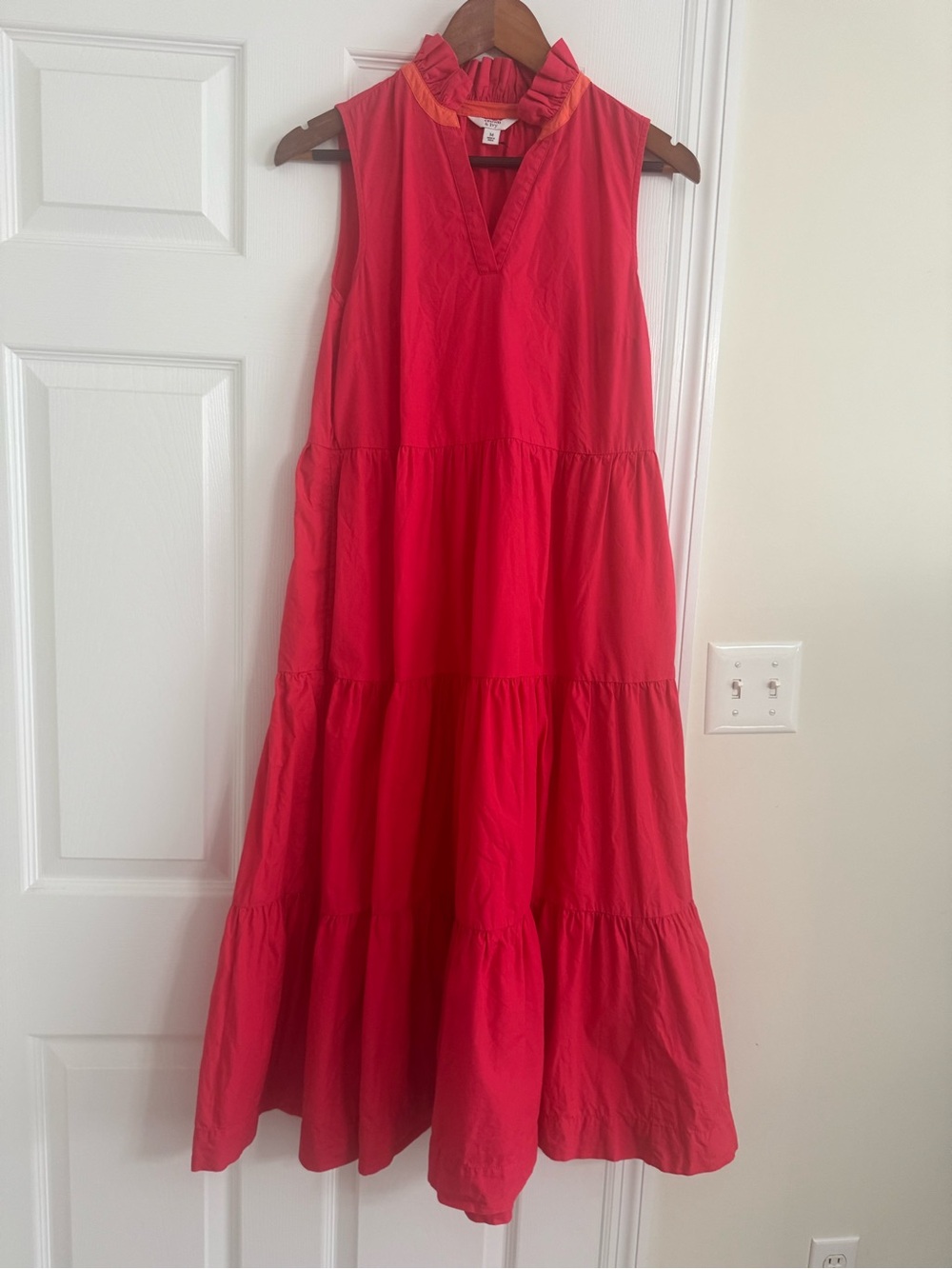 crown & ivy Sleeveless Ruffle-Neck Tiered Maxi Dress in fuscia